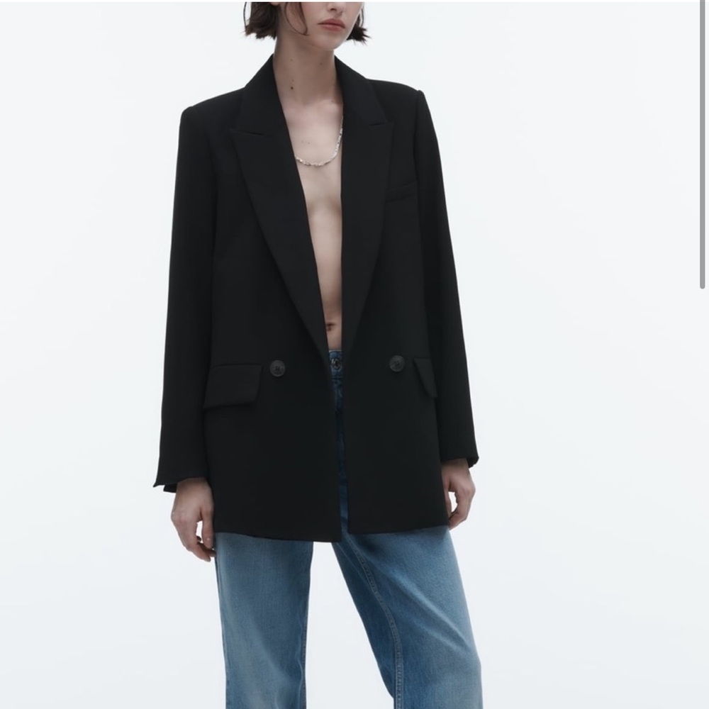 Zara Basic Black 1 Button Blazer Size XS